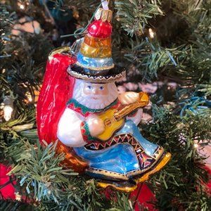 🎄 KURT ADLER BLOWN GLASS MEXICAN SANTA ORNAMENT - RETIRED POLAND